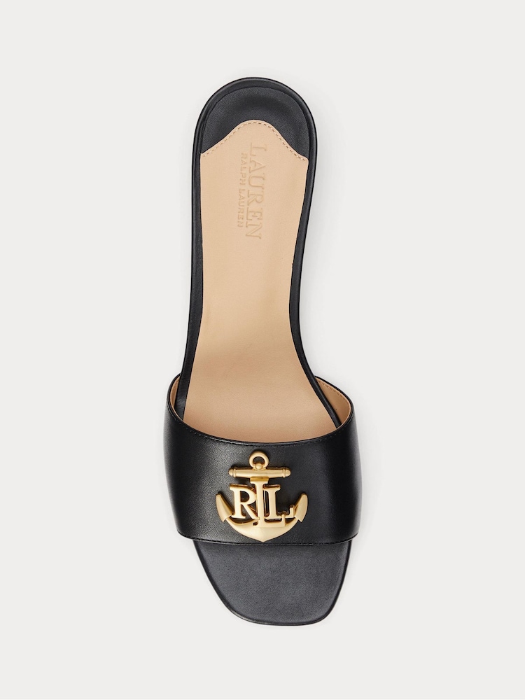 Lauren Ralph Lauren Fay Logo Nappa Leather Heel Slider Sandals - Image 4 of 4