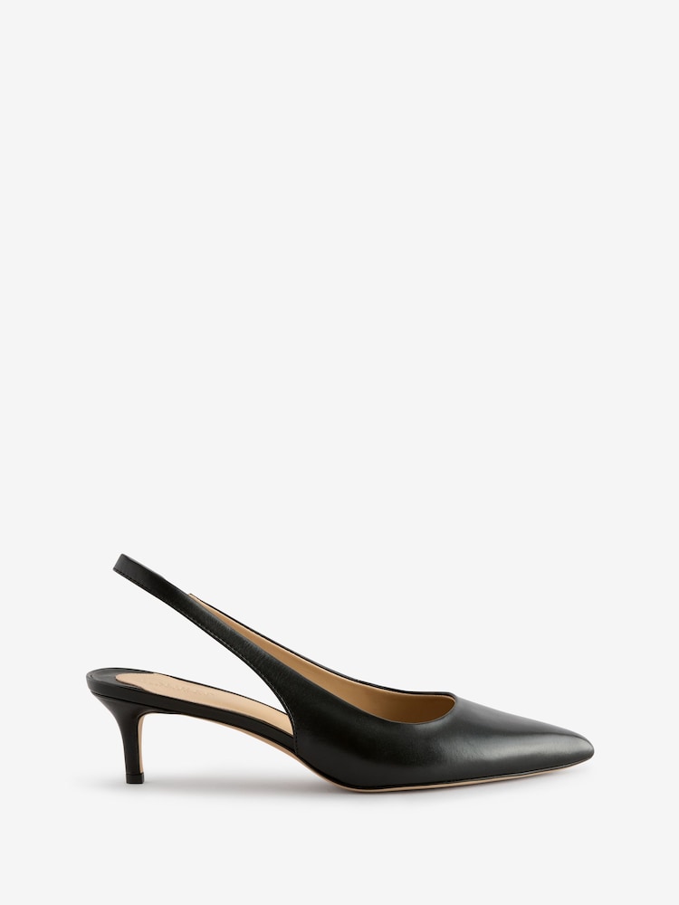 črna - Lauren Ralph Lauren Lolah Burnished Leather Slingback lahki športni copati - Slika 2 iz 6