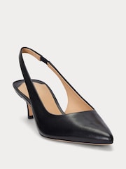 črna - Lauren Ralph Lauren Lolah Burnished Leather Slingback lahki športni copati - Slika 3 iz 6