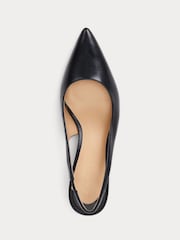 črna - Lauren Ralph Lauren Lolah Burnished Leather Slingback lahki športni copati - Slika 5 iz 6