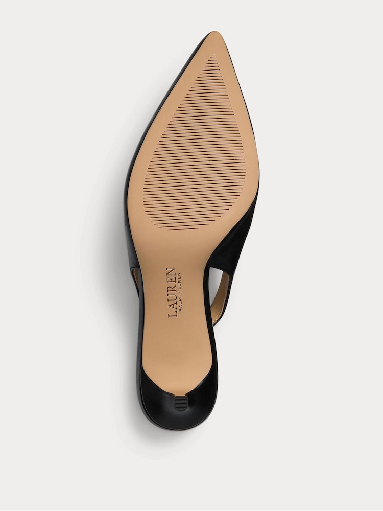 črna - Lauren Ralph Lauren Lolah Burnished Leather Slingback lahki športni copati - Slika 6 iz 6