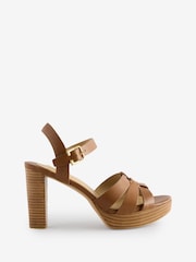 Коричневые кожаные сандалии на каблуке Lauren Ralph Lauren Soffia - Image 1 of 5