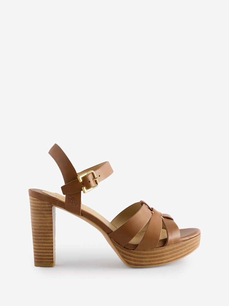 Коричневые кожаные сандалии на каблуке Lauren Ralph Lauren Soffia - Image 1 of 5