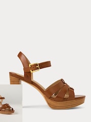 Коричневые кожаные сандалии на каблуке Lauren Ralph Lauren Soffia - Image 2 of 5