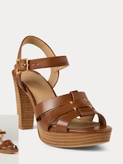 Коричневые кожаные сандалии на каблуке Lauren Ralph Lauren Soffia - Image 3 of 5