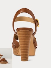 Коричневые кожаные сандалии на каблуке Lauren Ralph Lauren Soffia - Image 4 of 5