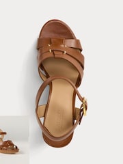 Коричневые кожаные сандалии на каблуке Lauren Ralph Lauren Soffia - Image 5 of 5