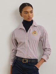 Lauren Ralph Lauren Kotta Striped Relaxed Fit Embroidered Logo Shirt - Image 1 of 8