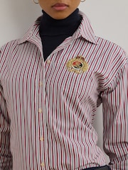 Lauren Ralph Lauren Kotta Striped Relaxed Fit Embroidered Logo Shirt - Image 2 of 8