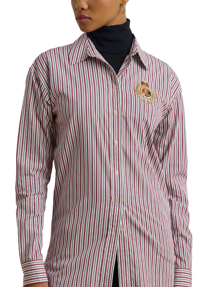 Lauren Ralph Lauren Kotta Striped Relaxed Fit Embroidered Logo Shirt - Image 4 of 8