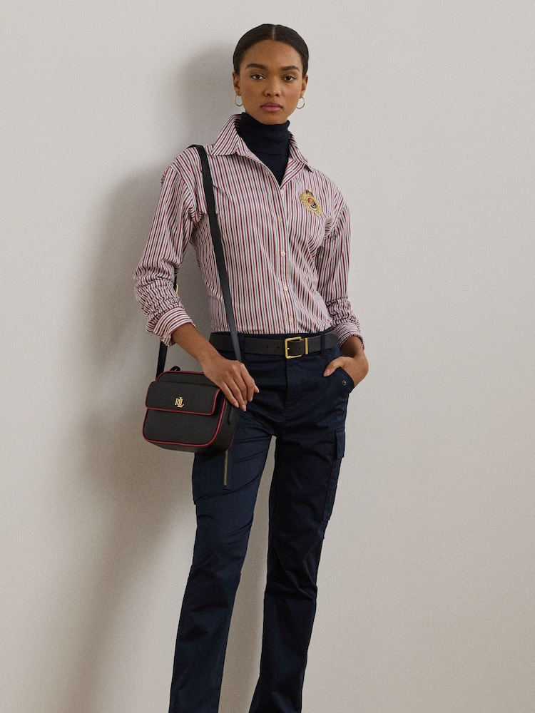 Lauren Ralph Lauren Kotta Striped Relaxed Fit Embroidered Logo Shirt - Image 5 of 8