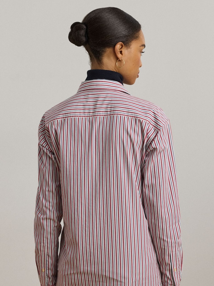 Lauren Ralph Lauren Kotta Striped Relaxed Fit Embroidered Logo Shirt - Image 6 of 8