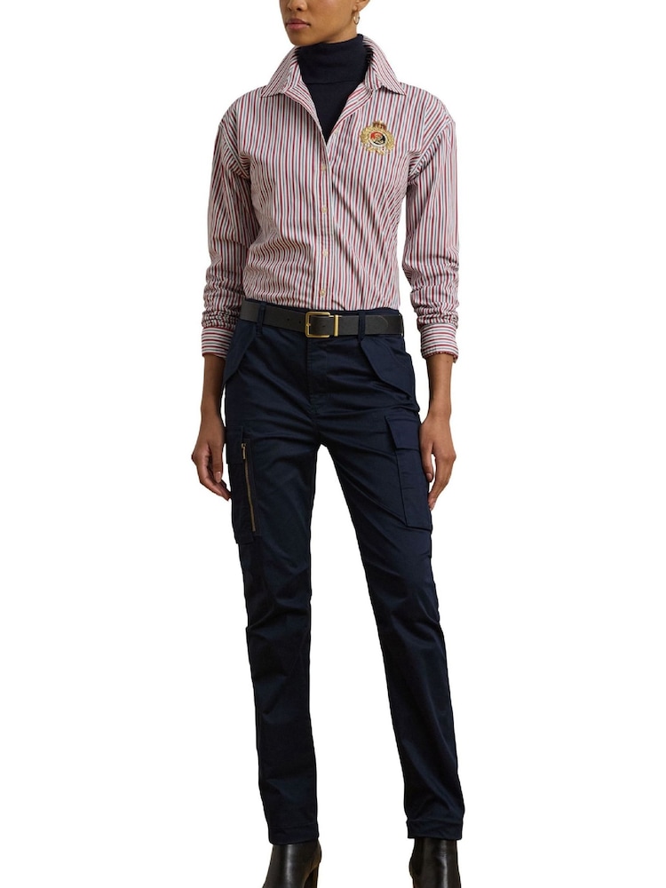 Lauren Ralph Lauren Kotta Striped Relaxed Fit Embroidered Logo Shirt - Image 7 of 8