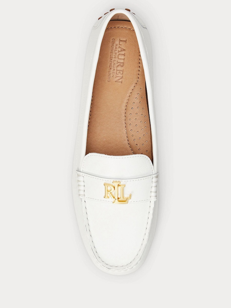 Buy Lauren Ralph Lauren White Nappa Leather Loafers Shoes from
