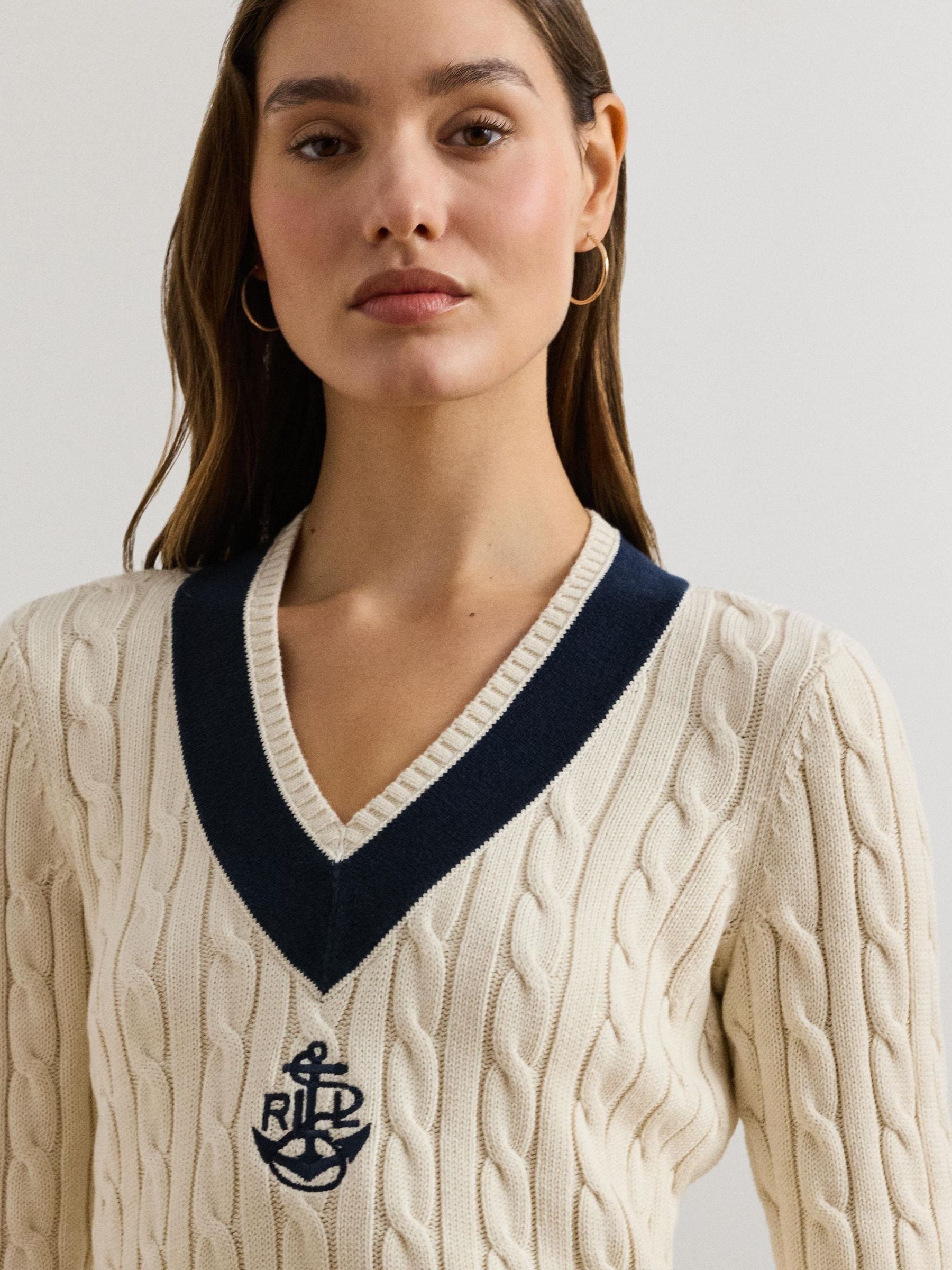 トップス 00s Ralph Lauren native henry neck knit Buy Lauren Ralph Lauren Curve Meren V-Neck Cricket Logo Cable Knit