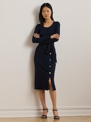 Lauren Ralph Lauren Parissa Belted Knit Midi Dress - Image 1 of 5