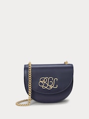 Lauren Ralph Lauren Embellished Logo Flap Crossbody Leather Saddle Bag - Image 1 of 6