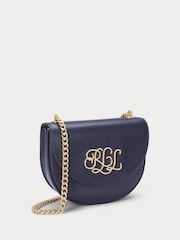 Lauren Ralph Lauren Embellished Logo Flap Crossbody Leather Saddle Bag - Image 3 of 6