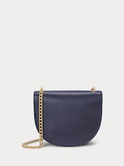 Lauren Ralph Lauren Embellished Logo Flap Crossbody Leather Saddle Bag - Image 4 of 6
