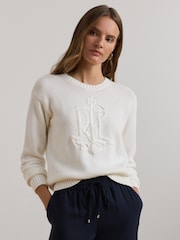 Lauren Ralph Lauren Riednee Tonal Anchor-Logo Knit Jumper - Image 1 of 5