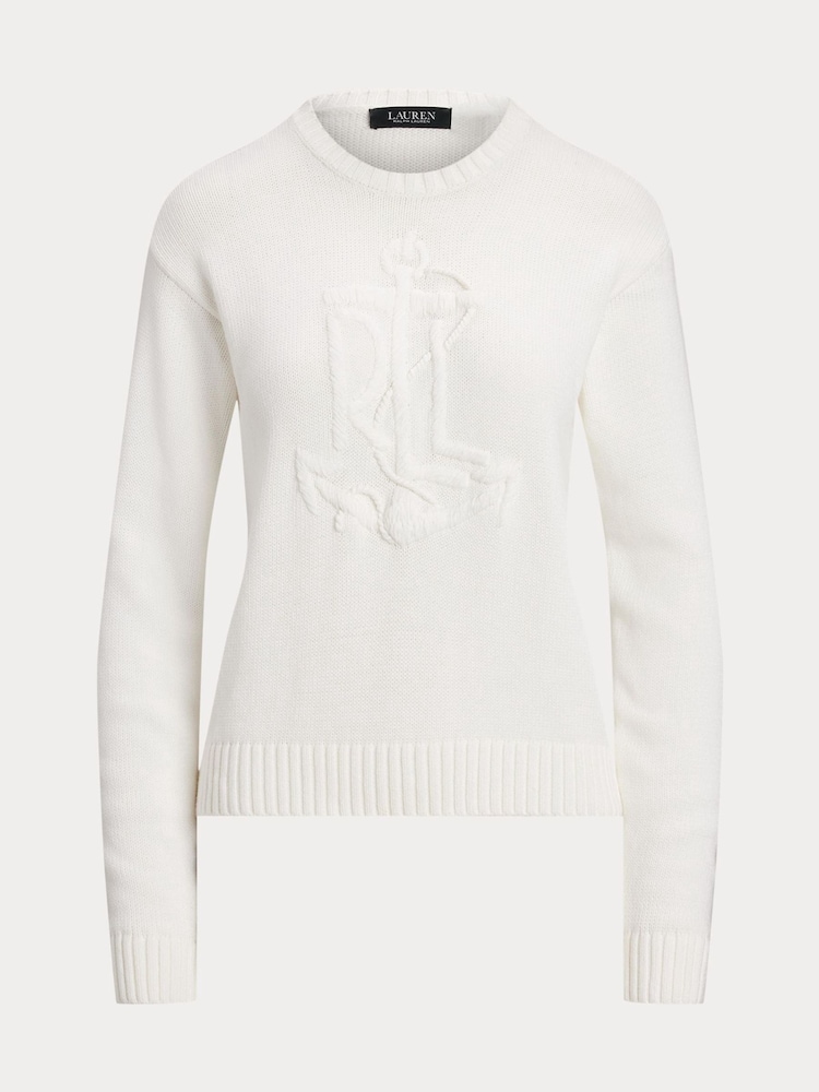 Lauren Ralph Lauren Riednee Tonal Anchor-Logo Knit Jumper - Image 5 of 5