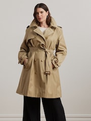 Gabardina de botonadura doble de mezcla de algodón de Lauren Ralph Lauren Curve - Imagen 1 de 9