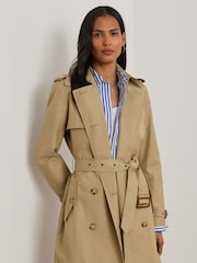 Lauren Ralph Lauren Curve Double-Breasted Cotton-Blend Trench Coat - Image 1 of 9