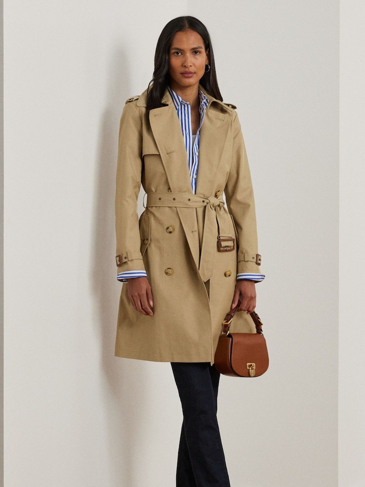 Buy Lauren Ralph Lauren Curve Double-Breasted Cotton-Blend Trench