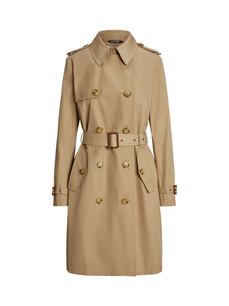 Lauren Ralph Lauren Curve Double-Breasted Cotton-Blend Trench Coat - Image 9 of 9