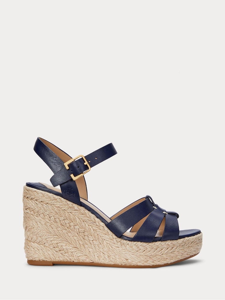 Lauren Ralph Lauren Soffia Nappa Leather Wedge Espadrille Sandals - Image 1 of 4
