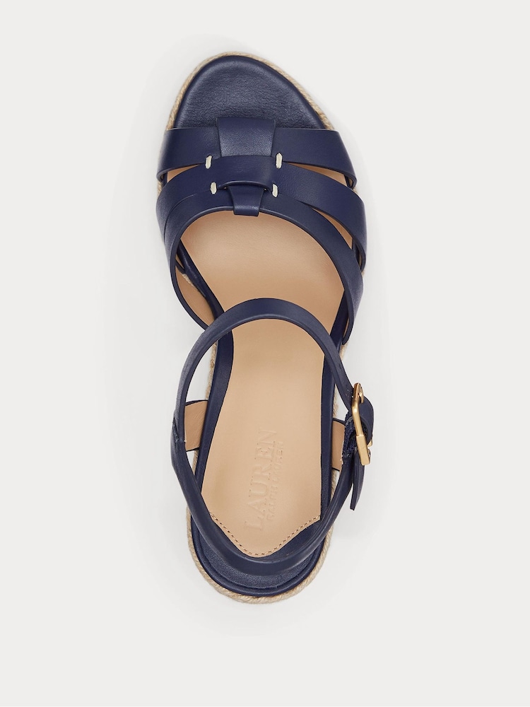 Lauren Ralph Lauren Soffia Nappa Leather Wedge Espadrille Sandals - Image 4 of 4