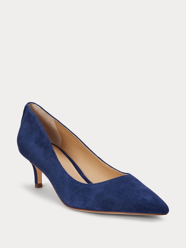 Lauren Ralph Lauren Adrienne Suede čevelj ali škorenj z visoko, ozko peto, ukrivljeno pod čevelj salonar - Slika 1 iz 4