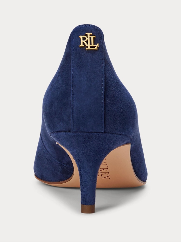 Lauren Ralph Lauren Adrienne Suede čevelj ali škorenj z visoko, ozko peto, ukrivljeno pod čevelj salonar - Slika 2 iz 4