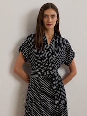 Lauren Ralph Lauren Polka-Dot Belted Crepe Dress - Image 2 of 8