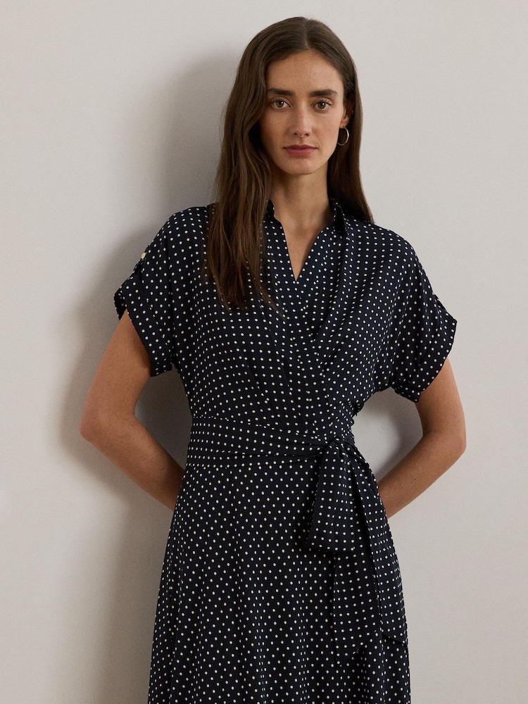 Lauren Ralph Lauren Polka-Dot Belted Crepe Dress - Image 2 of 8