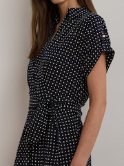 Lauren Ralph Lauren Polka-Dot Belted Crepe Dress - Image 4 of 8