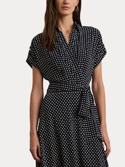 Lauren Ralph Lauren Polka-Dot Belted Crepe Dress - Image 6 of 8