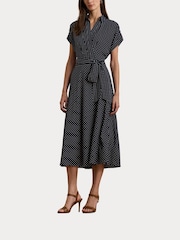 Lauren Ralph Lauren Polka-Dot Belted Crepe Dress - Image 7 of 8