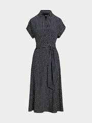 Lauren Ralph Lauren Polka-Dot Belted Crepe Dress - Image 8 of 8