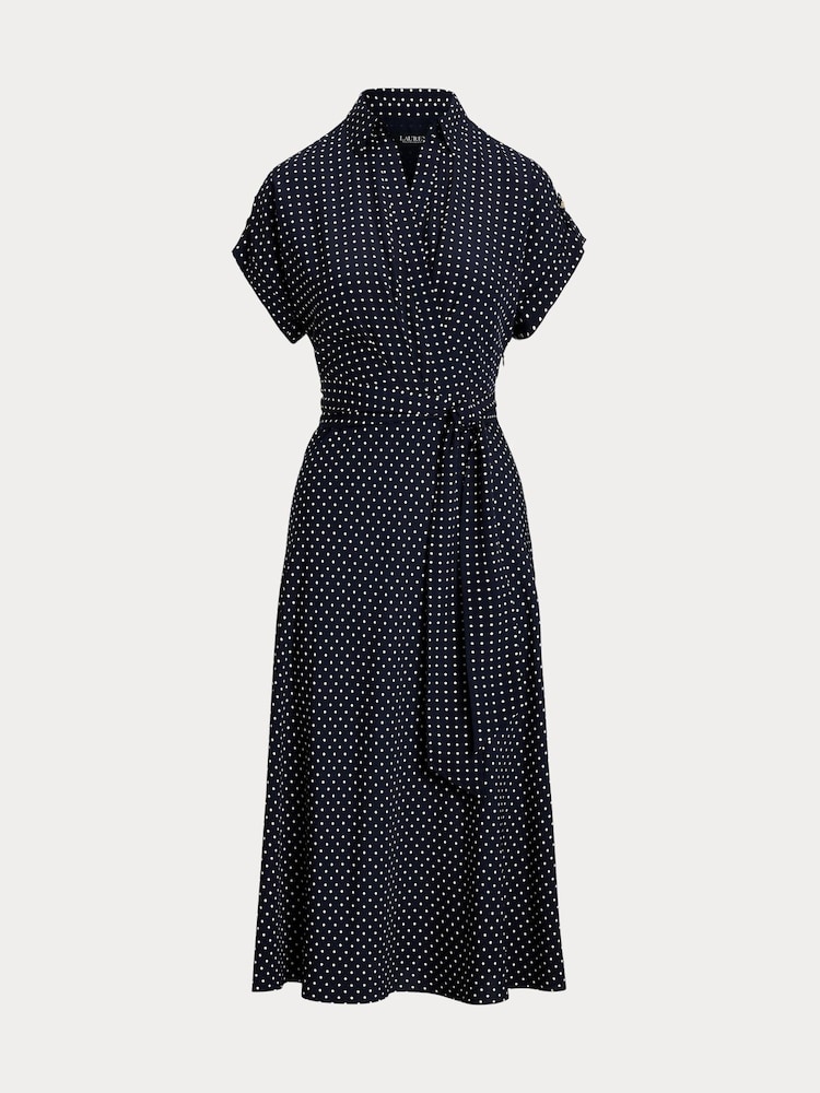 Lauren Ralph Lauren Polka-Dot Belted Crepe Dress - Image 8 of 8