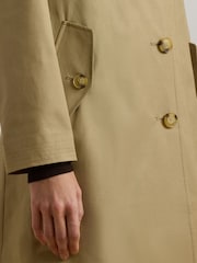 Lauren Ralph Lauren Hooded Cotton-Blend Balmacaan Brown Coat - Image 3 of 9
