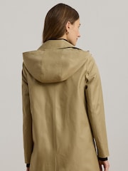 Lauren Ralph Lauren Hooded Cotton-Blend Balmacaan Brown Coat - Image 7 of 9