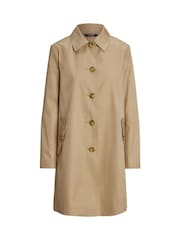 Lauren Ralph Lauren Hooded Cotton-Blend Balmacaan Brown Coat - Image 9 of 9