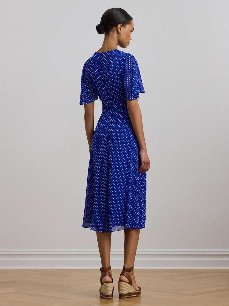 Lauren Ralph Lauren Polka-Dot Belted Crinkle Georgette Dress - Image 2 of 8