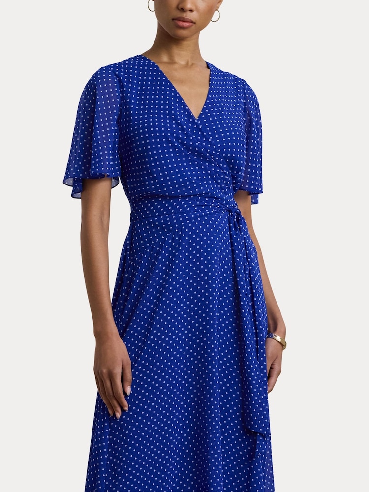 Lauren Ralph Lauren Polka-Dot Belted Crinkle Georgette Dress - Image 3 of 8