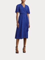 Lauren Ralph Lauren Polka-Dot Belted Crinkle Georgette Dress - Image 4 of 8