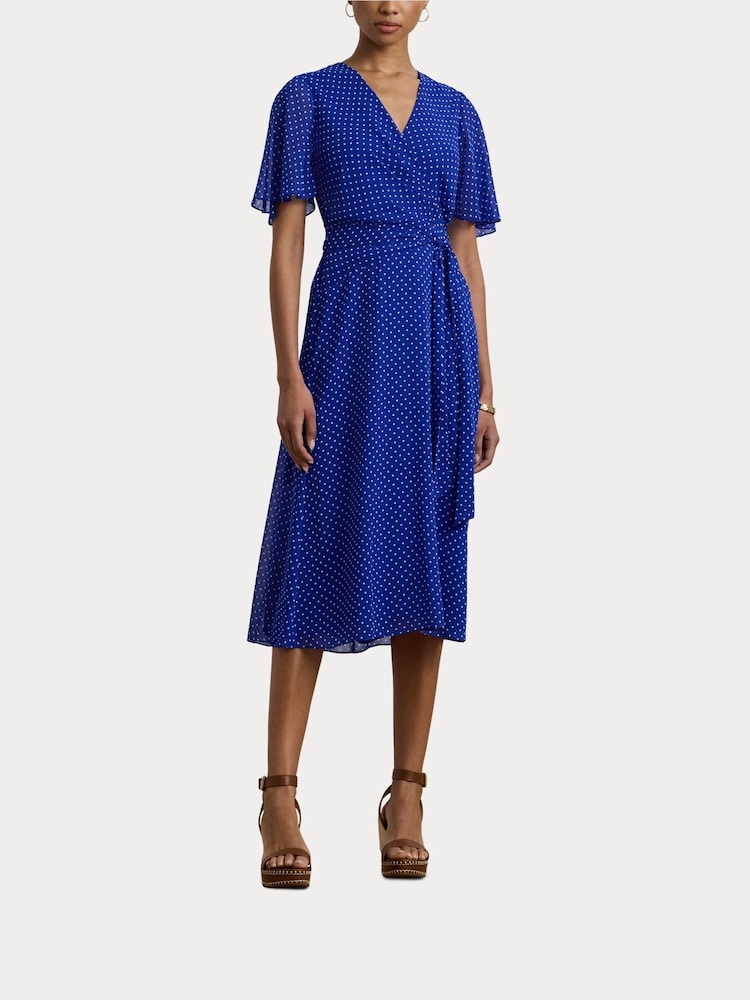 Lauren Ralph Lauren Polka-Dot Belted Crinkle Georgette Dress - Image 4 of 8