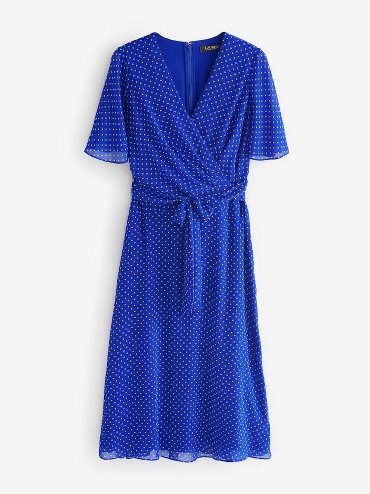 Lauren Ralph Lauren Polka-Dot Belted Crinkle Georgette Dress - Image 8 of 8