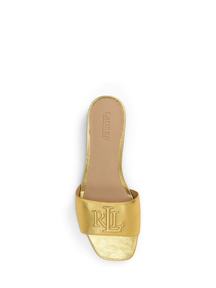 Dorado - Lauren Ralph Lauren Everley Logo Nappa Leather Slide Sandals - Imagen 4 de 4 Dorado - Lauren Ralph Lauren Everley Logo Nappa Leather Slide Sandals - Imagen 4 de 4
