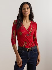 Lauren Ralph Lauren Alayjia V-Neck Jersey Top - Image 1 of 5